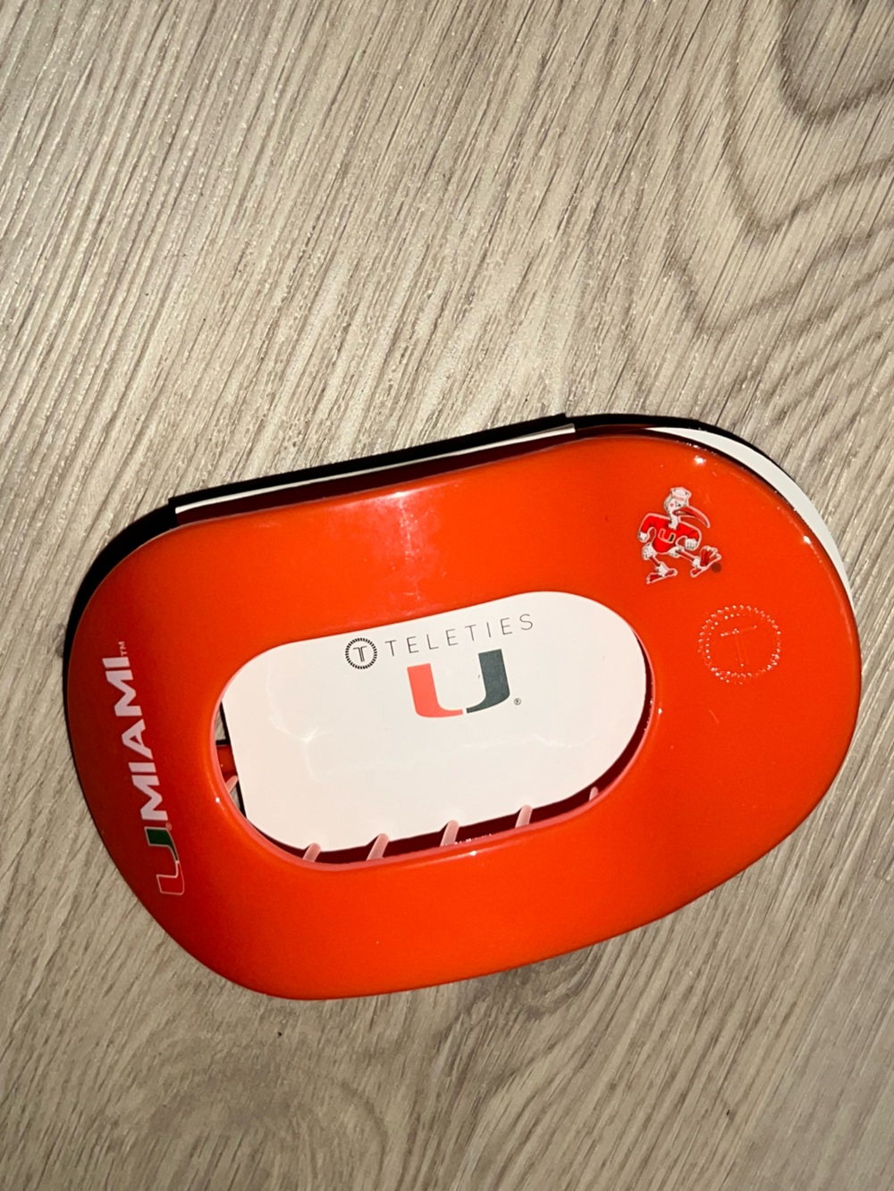 TELETIES Flat Round Hair Clip Miami Hurricanes NWT